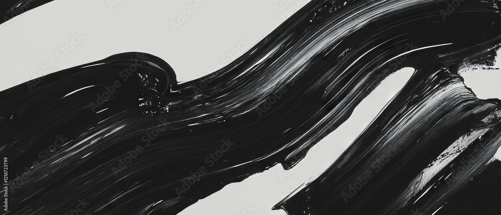 Poster radiating black ink lines create a striking contrast on a luminous white background