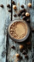 Fototapeta premium Natural Powder with Spices and Seeds on Rustic Wooden Background