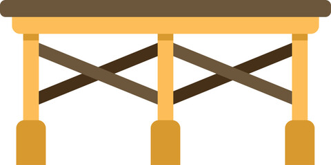 Simple wooden table with crossed legs supporting a rectangular tabletop