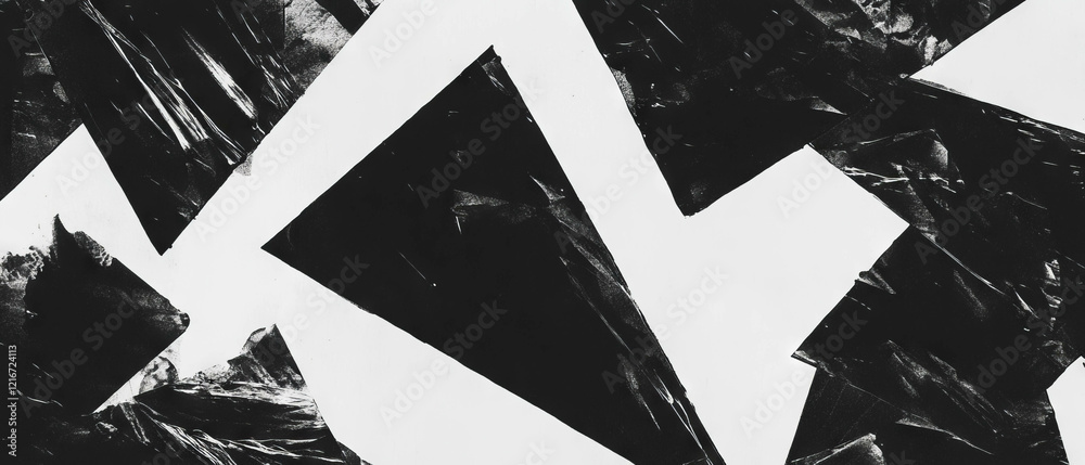 Aufkleber Repeating black ink triangles creating sharp contrast on a white background