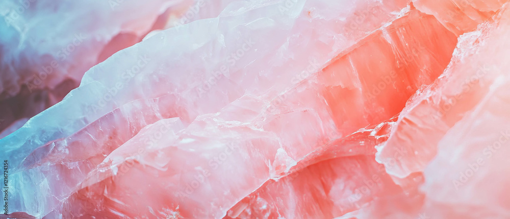 Poster Exploring the delicate texture and soft glow of rose quartz in natural settings