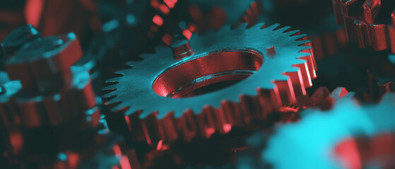 Rotating gears with metallic textures and smooth animations create a captivating visual experience