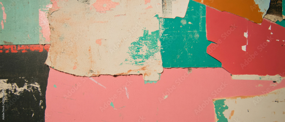 Poster colorful collage of scrapbook paper textures with varied patterns and thicknesses