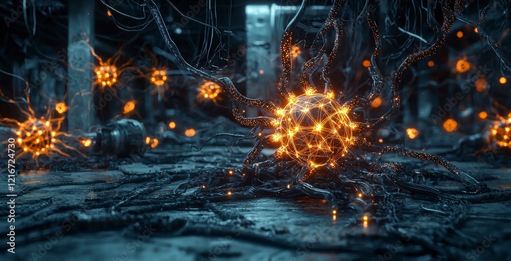 Poster Revolutionizing industries ai-powered systems transform technology in futuristic environments