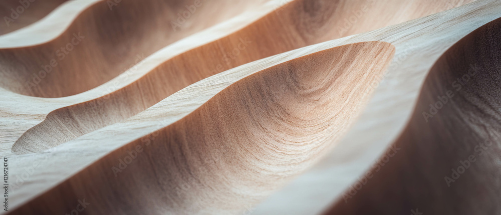 Poster simplified wood texture showcasing minimalist design with flowing lines and subtle colors