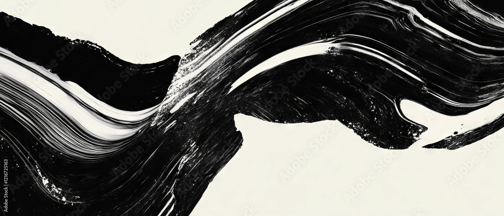 Aufkleber Spiraling black ink lines create intricate patterns on a blank white background