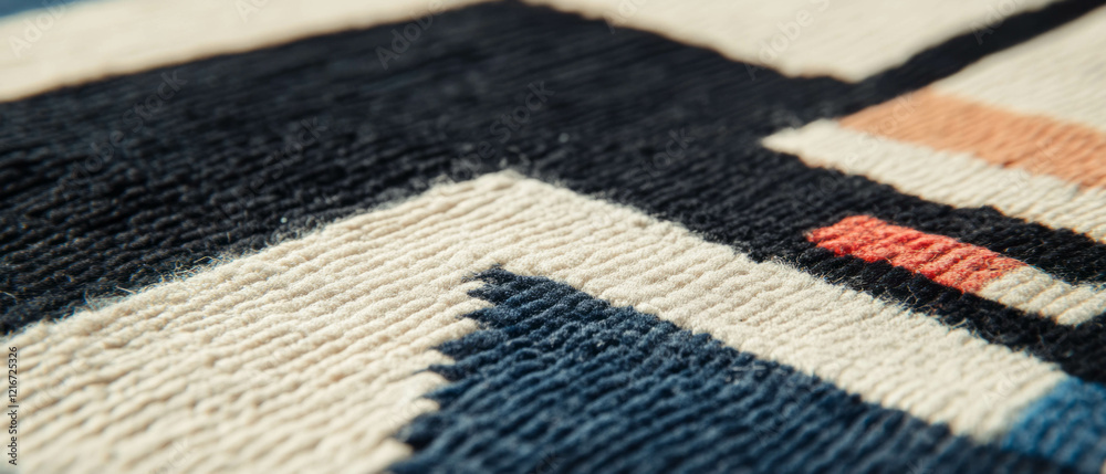 Aufkleber Textured square rug with rectangular shape and varied patterns enhances modern decor
