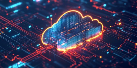 Backup cloud data service center. 3D rendering, Generative AI