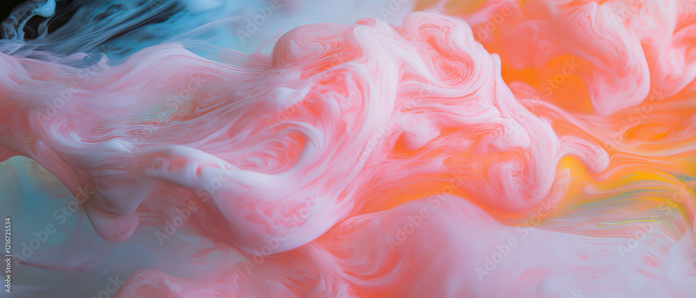 Poster Fluid ink textures creating vibrant swirling patterns in various colors
