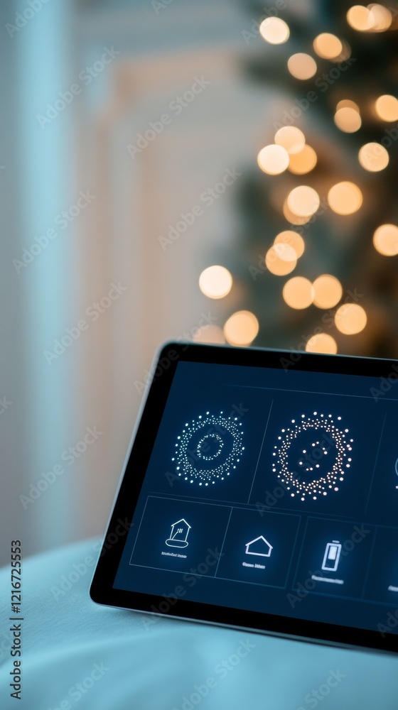 Poster Minimalist Smart Home Tablet Interface Real-Time Energy Monitoring and Security Control for Modern Connected Living - IoT Innovation in Home Automation Solutions