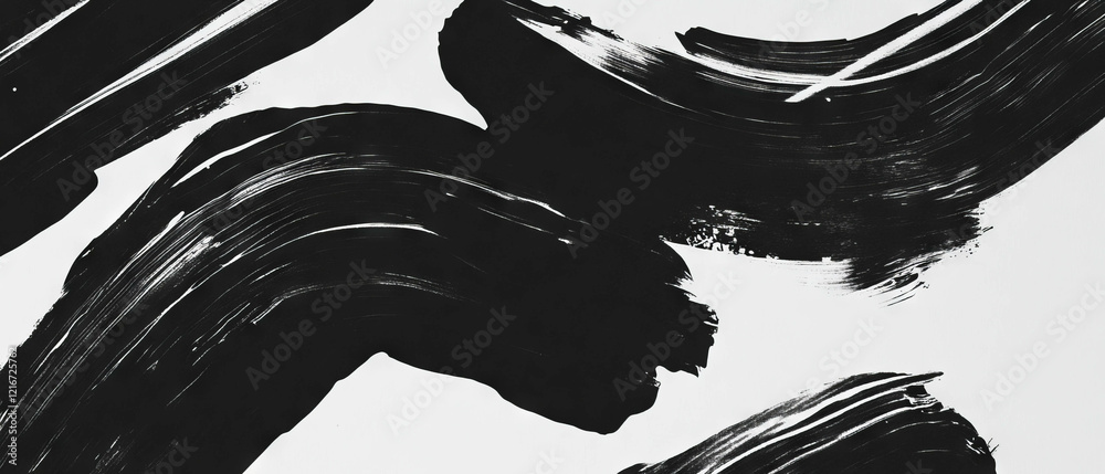 Poster Bold patterns created with thick black ink on a white canvas showcasing artistic expression