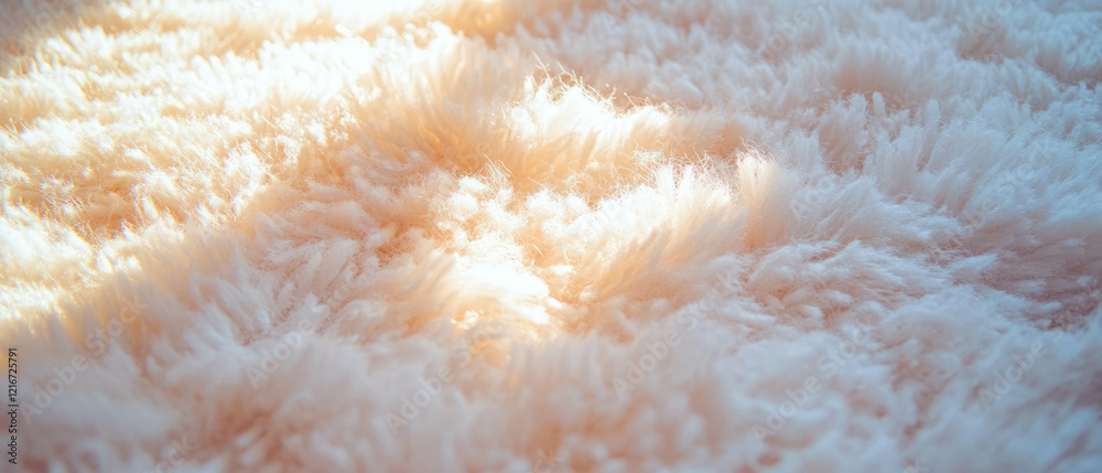 Poster captivating texture of thick shag carpet with soft long fibers in warm lighting