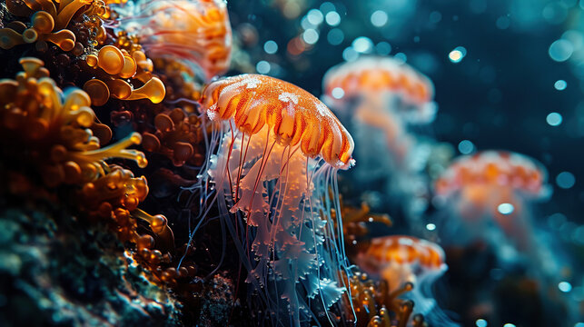 coral, squid, jellyfish, kelp, translucent