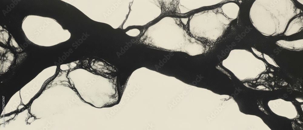 Poster Veined ink patterns with branching lines and varied thicknesses on a neutral background