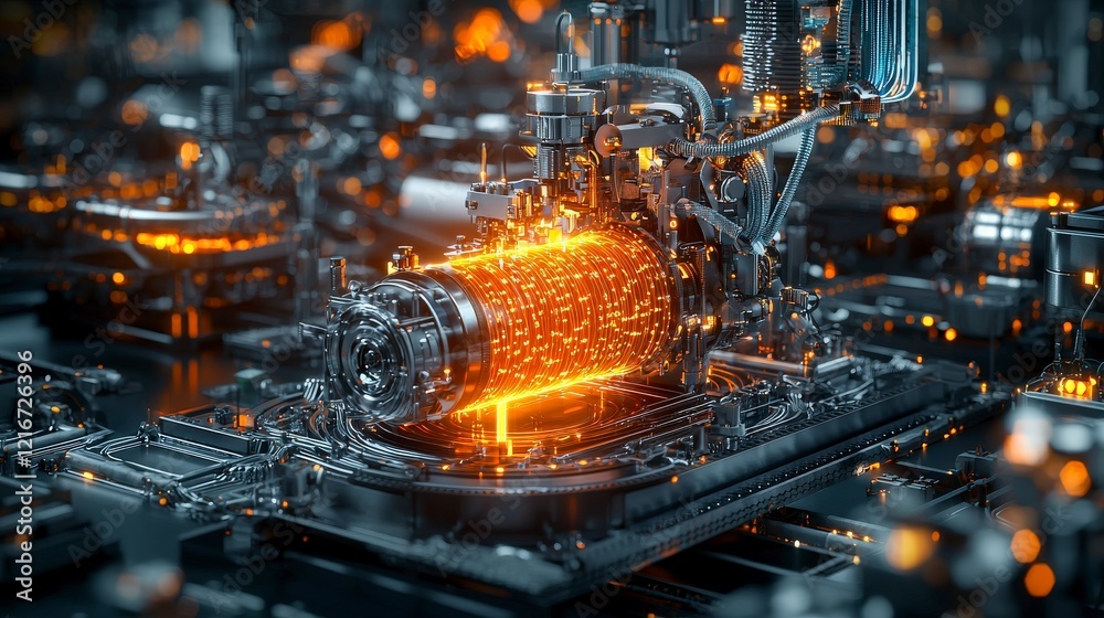 Poster Automated production line in a high-tech factory digital visualization futuristic environment data-driven insights