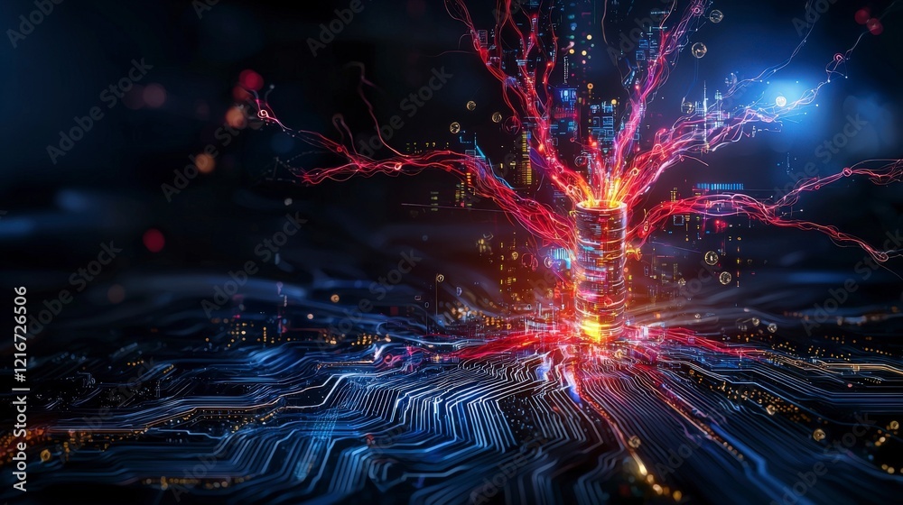 Fototapete Abstract perspective visualizing dynamic energy and digital growth in a futuristic technology environment