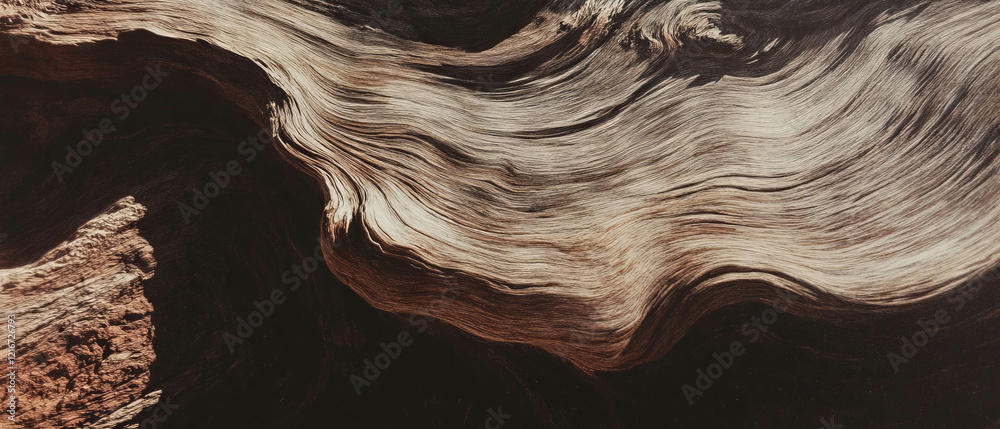 Poster artistic representation of wood grain texture using detailed scribbling techniques