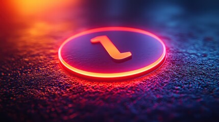 Glowing neon number one on dark background.