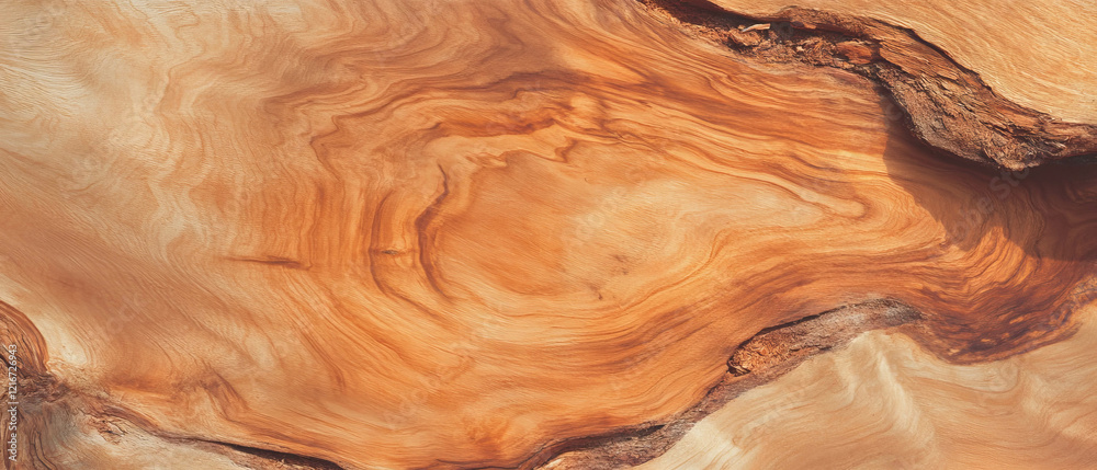 Aufkleber unique wood grain texture with natural edges and bark inclusions showcasing rustic elegance