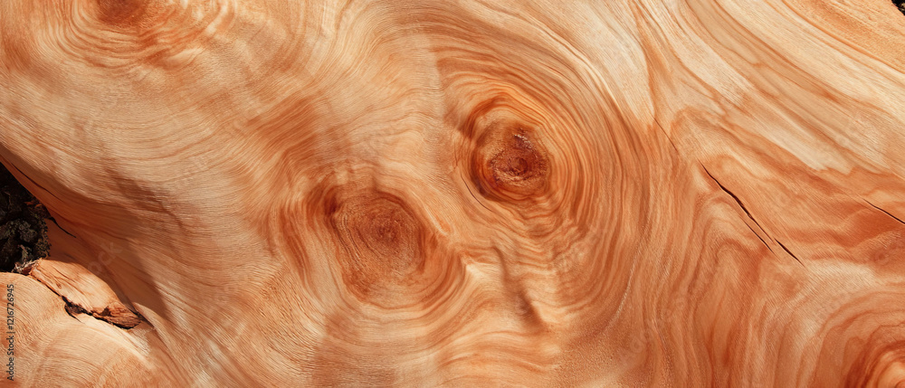 Aufkleber unique wood grain texture showcasing natural edges and bark inclusions for artistic applications