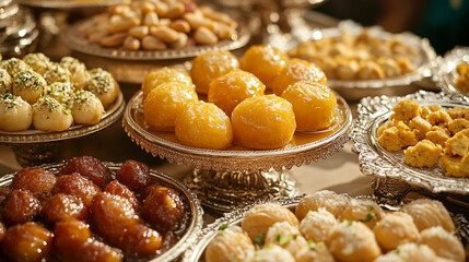 Colorful Indian Sweets and Desserts Platter