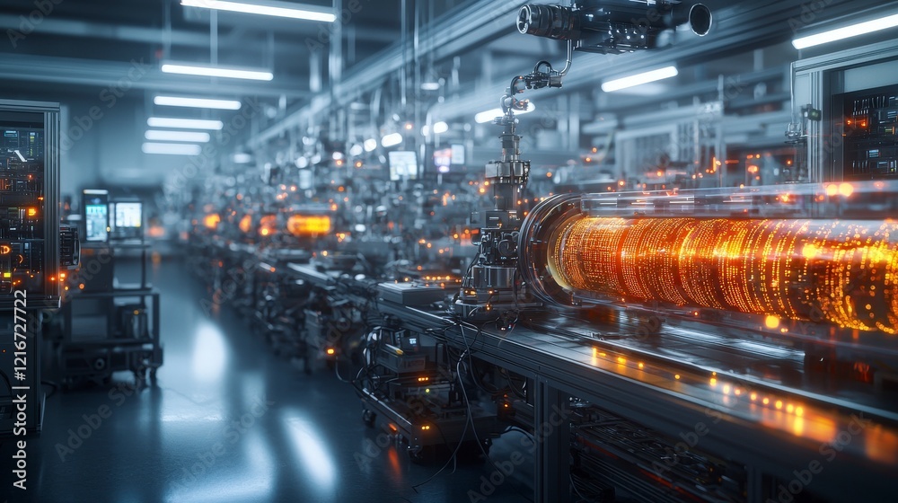 Poster Innovative production in a high-tech factory automated manufacturing and digital data flow for the future