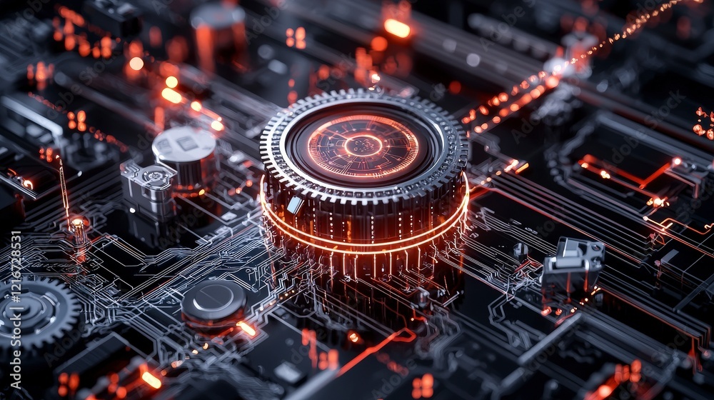 Aufkleber Optimizing strategies in technology systems digital workspace graphic visualization futuristic environment abstract concept
