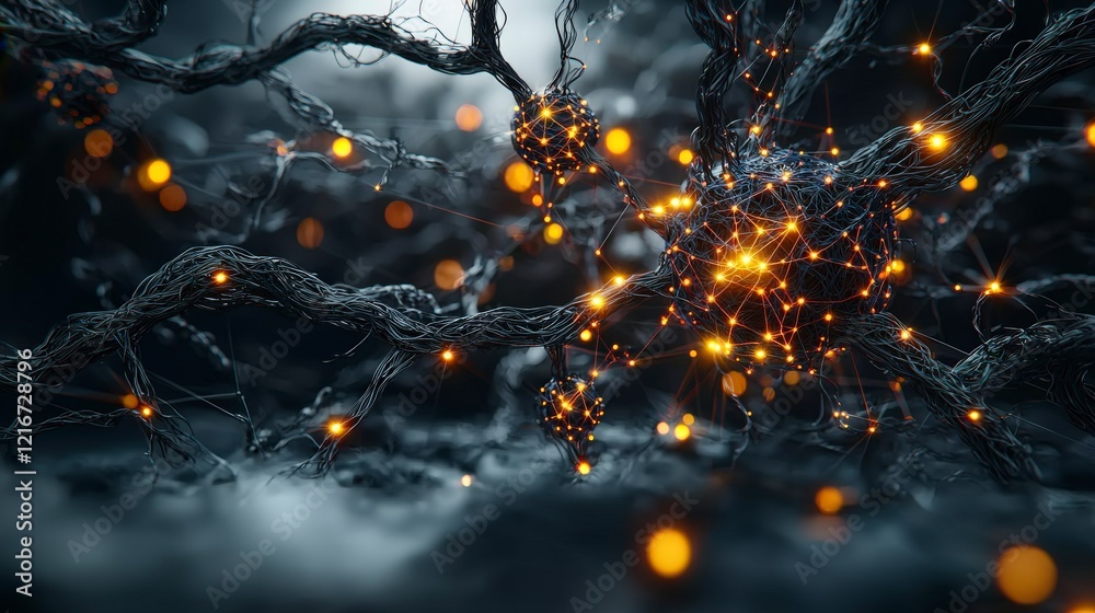Poster Ai-driven data system visualization digital space 3d graphics futuristic environment close-up technology concept