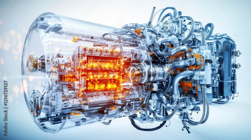 Poster automated robotic systems lab futuristic technology hub industrial environment glowing innovations h