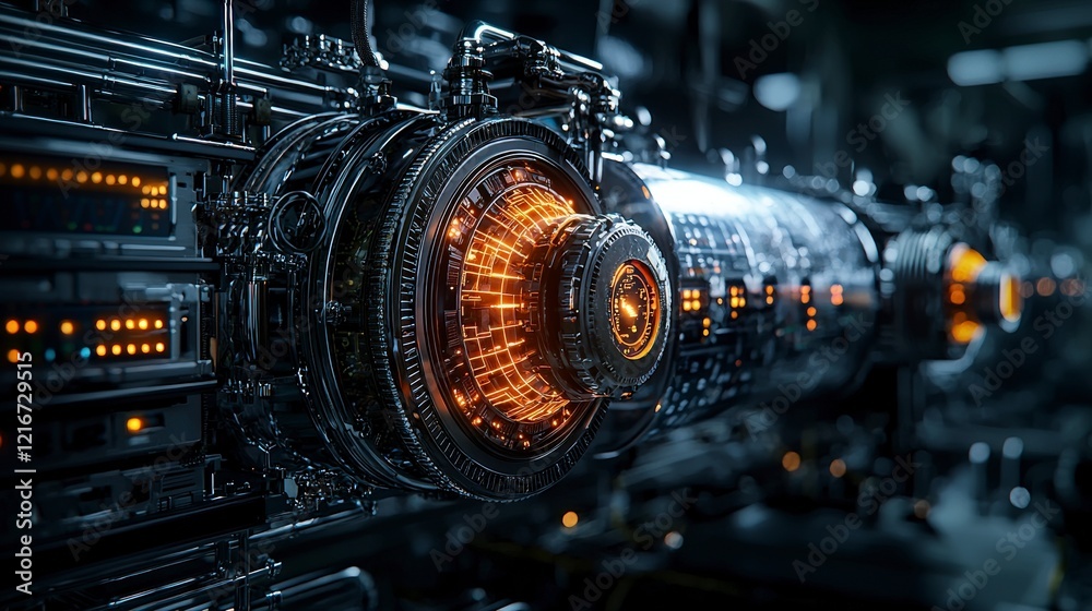 Poster Advanced data visualization of glowing mecha systems in a futuristic environment detailed graphic perspective