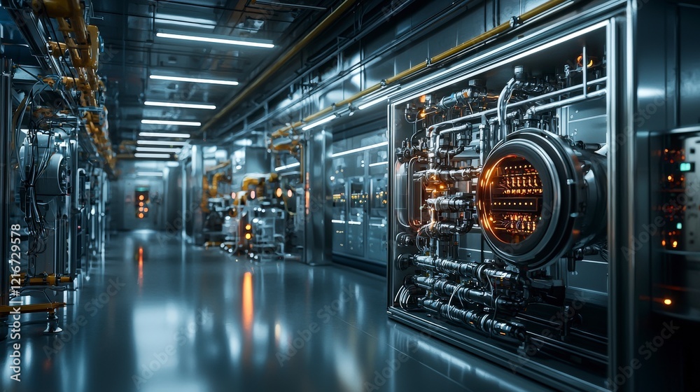 Aufkleber advanced digital process visualization industrial facility technology futuristic environment wide an
