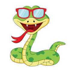 Funny snake cartoon characters vector illustration.