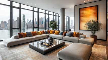 Modern L-Shaped Sectional Sofa in Contemporary Living Room