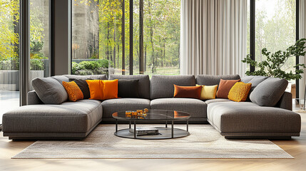 Modern L-Shaped Sectional Sofa in Contemporary Living Room