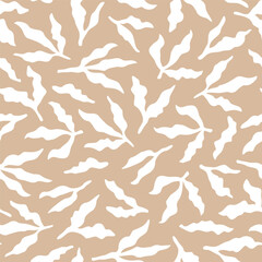 Vector seamless pattern with hand drawn leaves. Cute botanical design for wrapping paper, textile, wallpaper, fabrics and backgrounds.
