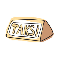 Classic Turkish taxi sign drawing, ideal for urban, transportation, or Istanbul cityscape designs.