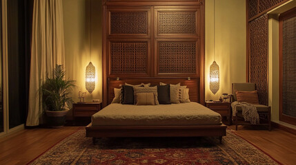 Ornate Wooden Armoire with Intricate Carvings
