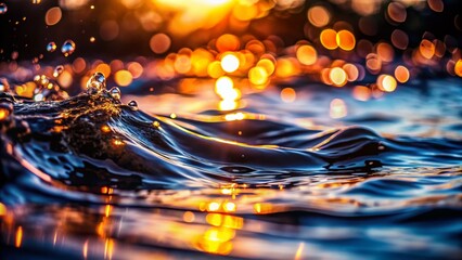 Abstract Black Water Bokeh Background: Dark Liquid Texture with Soft Focus