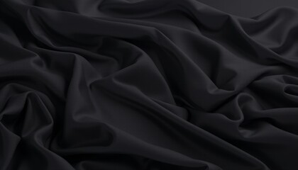 Obraz premium Black chiffon fabric with dramatic flowing folds.