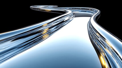 Obraz premium A modern abstract design with smooth metallic textures and glowing highlights.