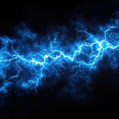 Abstract Blue Electric Energy Flowing Across Dark Background