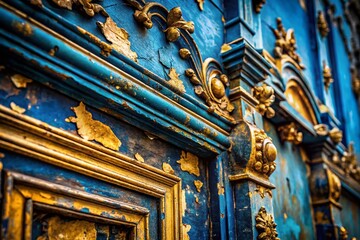Obraz premium Abstract Blue & Gold Luxury Background: Urban Exploration Design