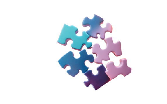 Jigsaw puzzle connecting, cooperation and teamwork , partnership and brainstorming, 3d rendering.