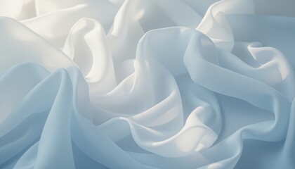 Obraz premium Sheer light blue chiffon fabric with airy folds.