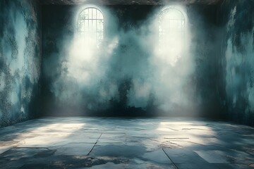 Serenity and Light in Abandoned Room with Sunlit Windows - Perfect for Inspirational Designs