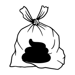 Dog poop in plastic bag.  Transparent container with animal excrement.