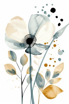 A stylish floral composition in watercolor with soft, elegant tones. This Scandinavian-inspired piece combines natural elements and creative craftsmanship.