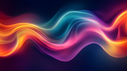 A radiant display of vibrant neon waves transitioning smoothly between red and green.