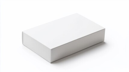 Blank white rectangular cardboard box isolated on white background.