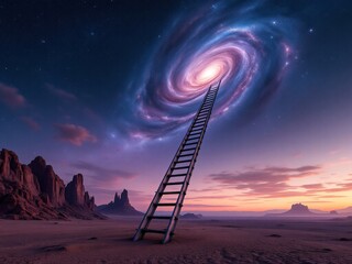 Fototapeta premium Ladder to the galaxy from the desert